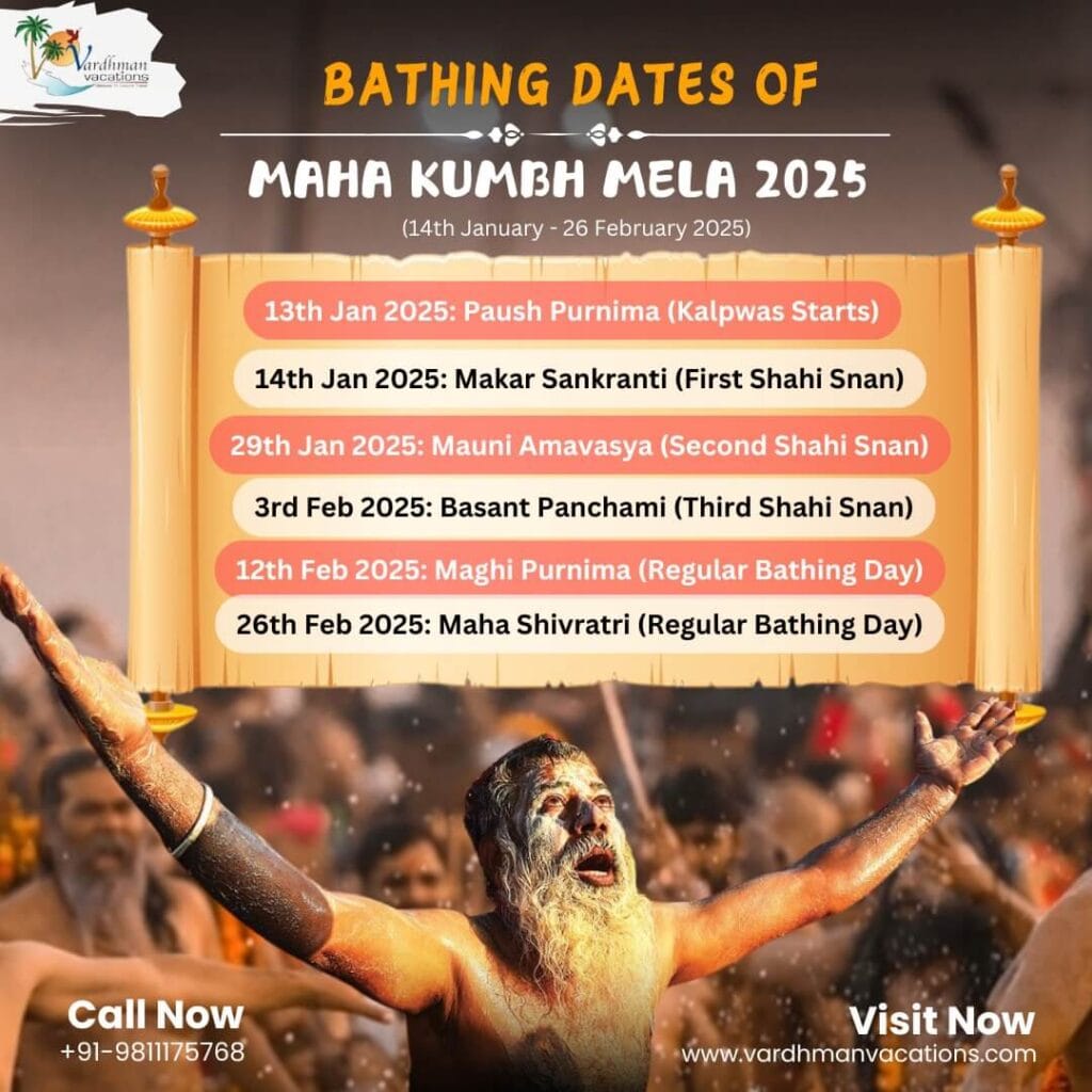 bathing dates kumbh mela 2025