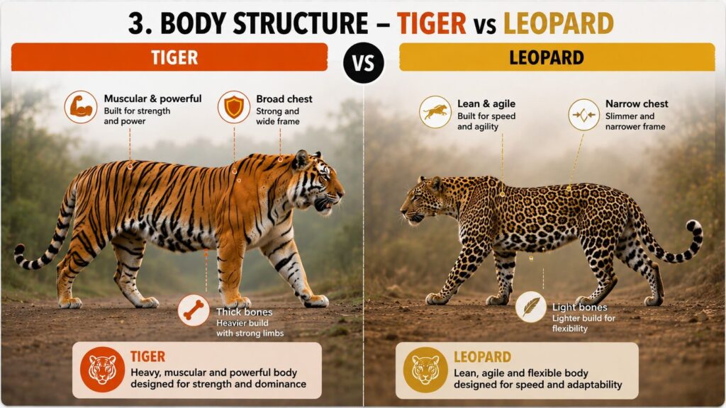 Body Structure – Tiger vs Leopard