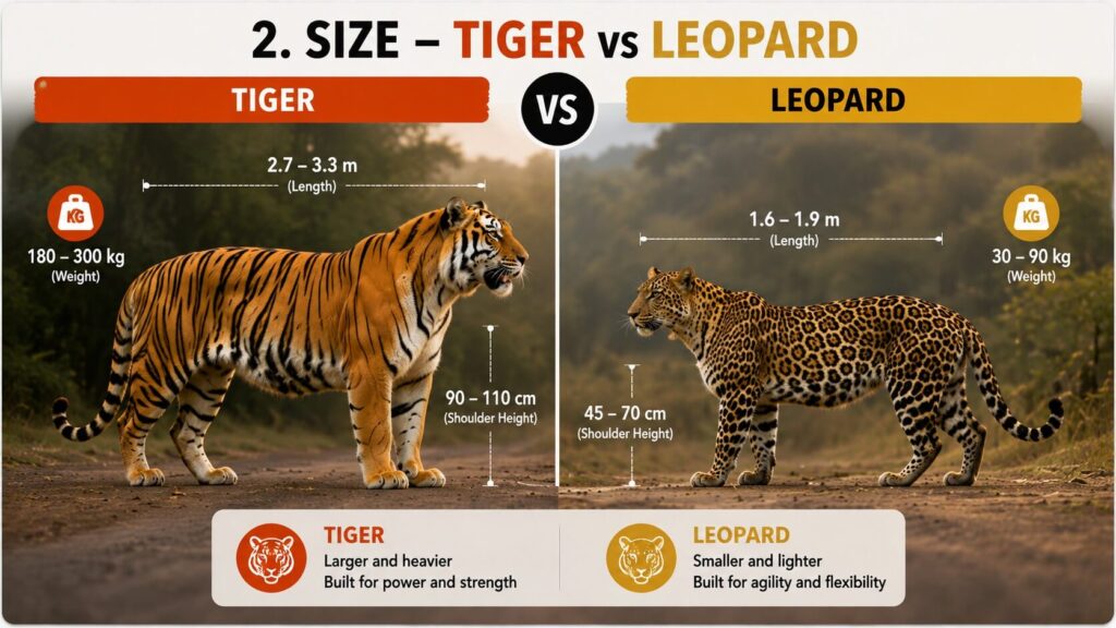 Size – Tiger vs Leopard